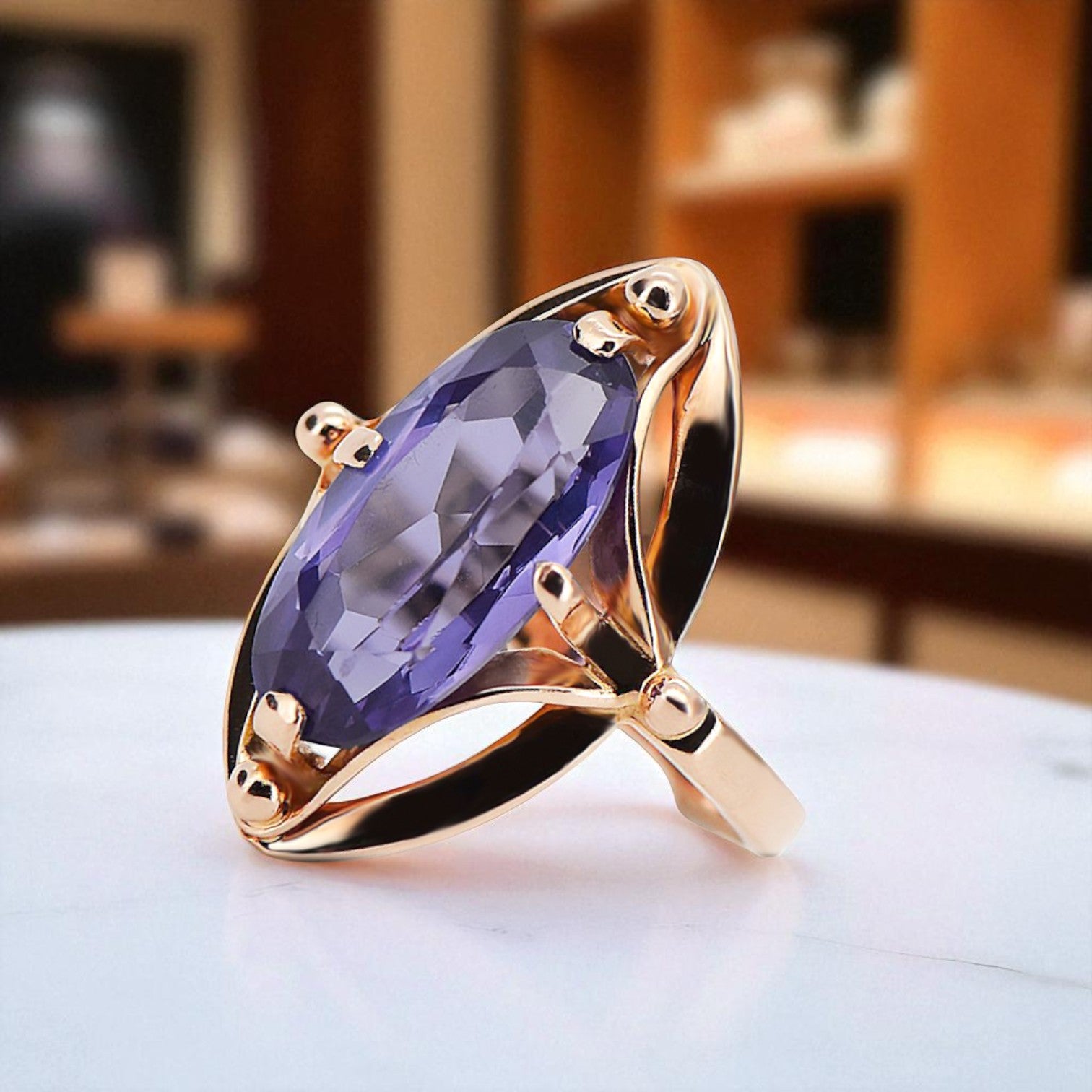 Original Vintage 14K Rose Gold Alexandrite Ring Vintage Jewlery vrc047r