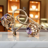 Vintage earrings made of 14k 585 rose gold with Amethyst vec145
