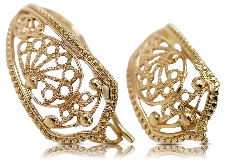 Earrings in Vintage rose 14k gold 585 flower Vintage ven179