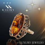 Rose 14k 585 gold amber ring vrab019 Russian Soviet Vintage jewelry style