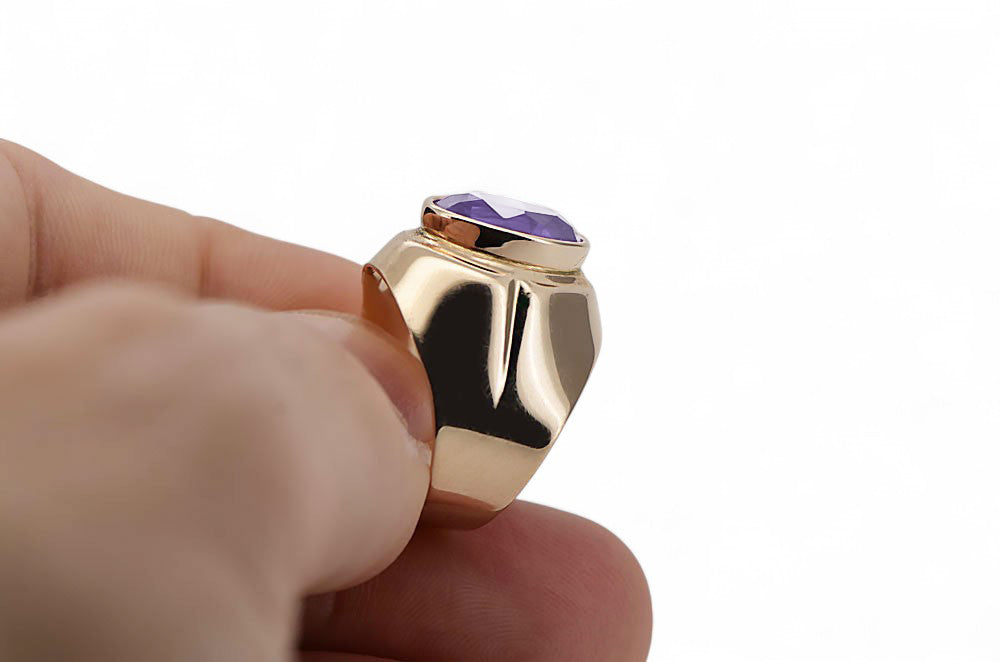 Rose 14k red pink Gold 14k Alexandrite Ring vrc296 Russian Soviet Vintage style. vrc296r-ax