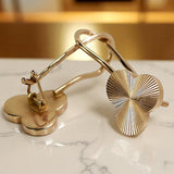 Vintage rose pink 14k 585 gold  Vintage leaf earrings ven108