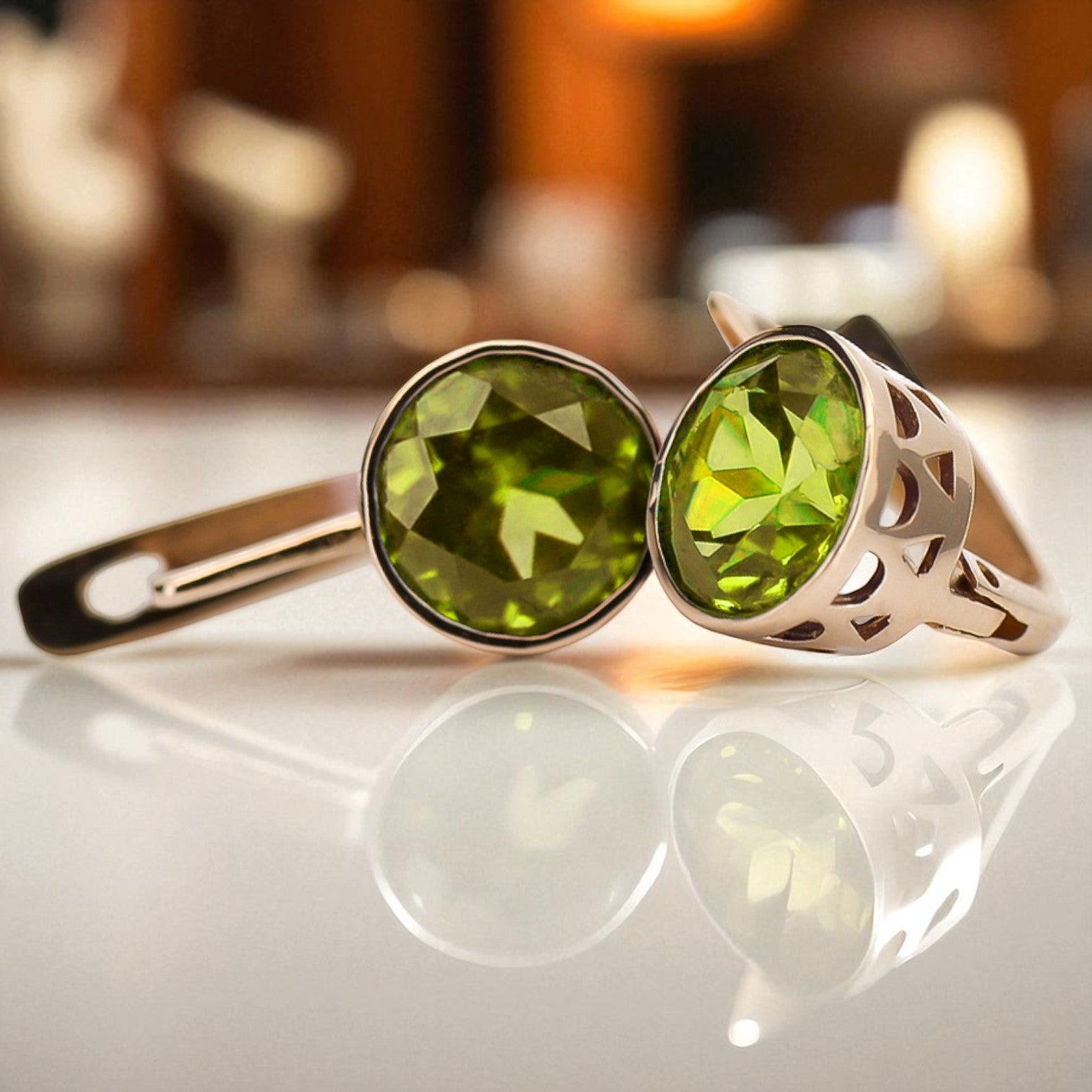 Vintage rose pink 14k 585 gold Peridot earrings vec107 vec107r-yp