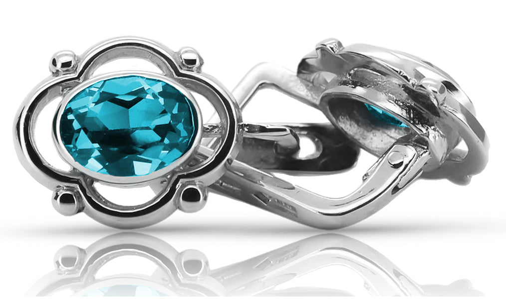 Vintage 925 Silver aquamarine earrings vec033s Russian Soviet style vec033s-aq
