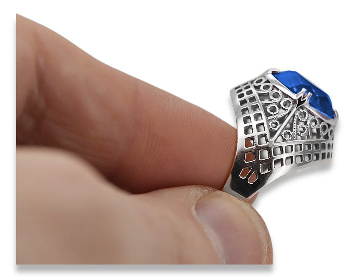 Vintage silver 925 Sapphire ring vrc030s Vintage