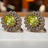 Vintage rose pink 14k 585 gold peridot earrings vec125 Vintage