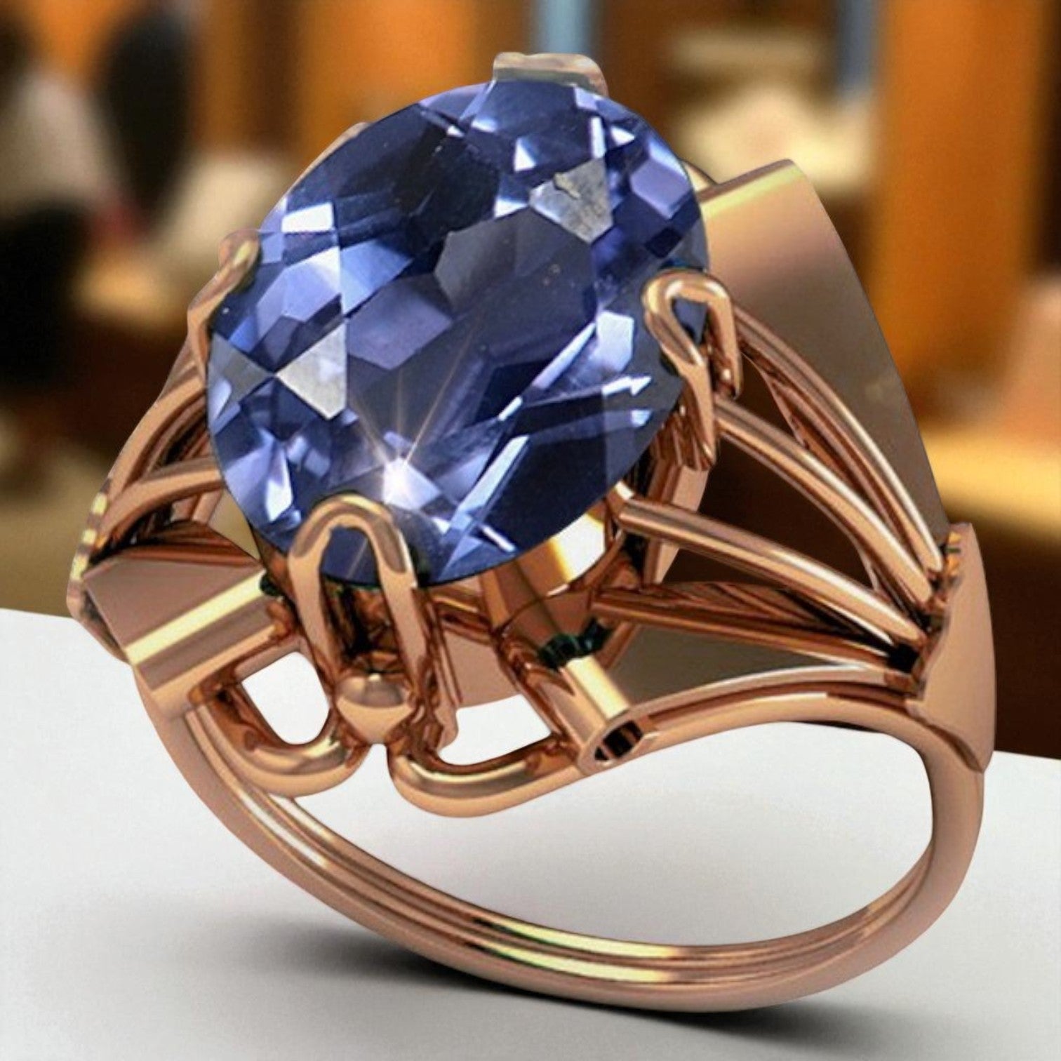 Vintage rose pink 14k gold 585 Alexandrite ring vrc015 Vintage vrc015r-ax