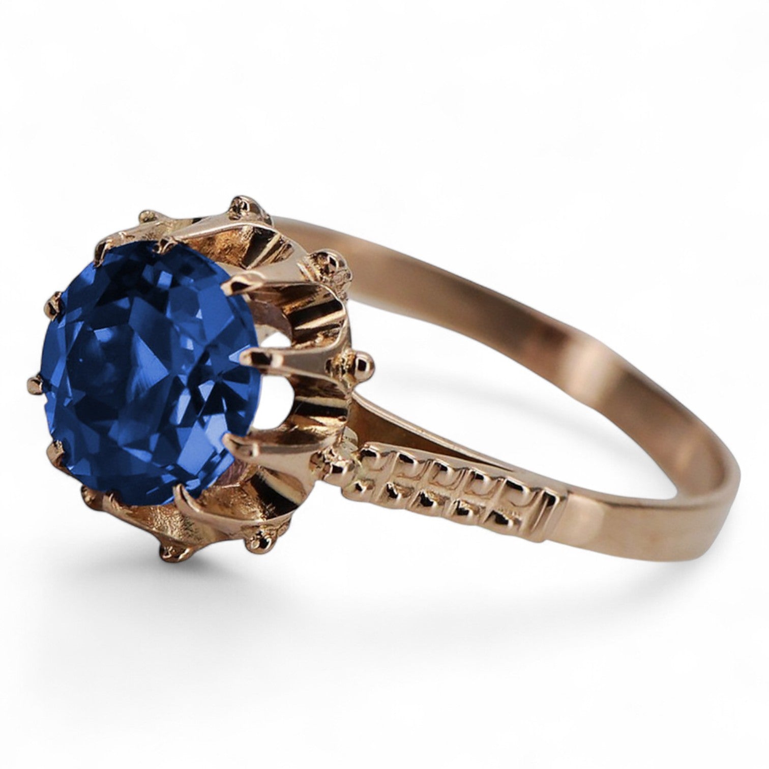 Vintage 925 Silver Rose Gold Plated Sapphire Ring vrc045rp Vintage