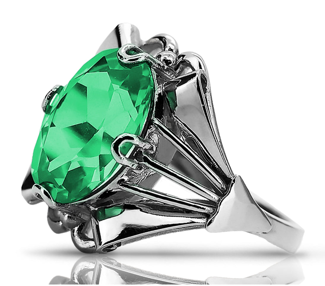 Vintage silver 925 Emerald ring vrc015s Vintage