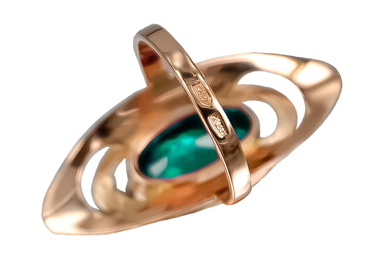 Vintage 14k Rose Gold Sapphire Ring, Oval 8x15mm