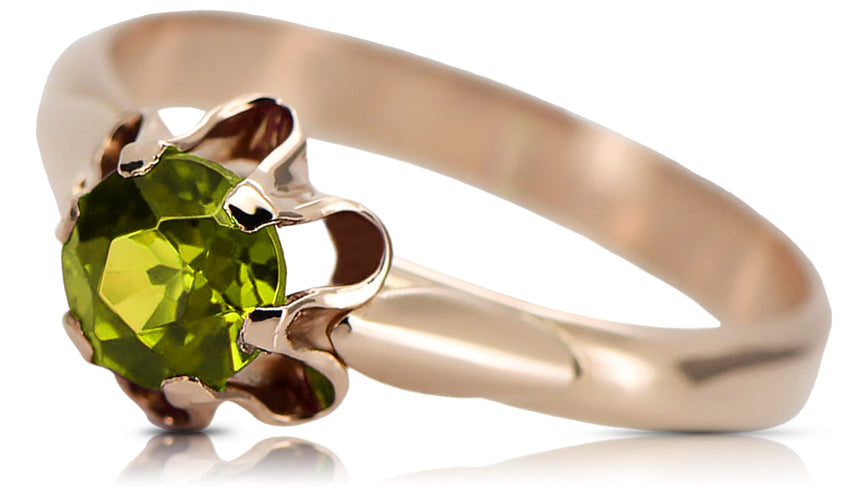 Original Vintage 14K Rose Gold Yellow Peridot Ring Vintage style vrc094r vrc094r-yp