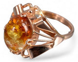 Vintage rose 14k 585 gold amber ring vrab051