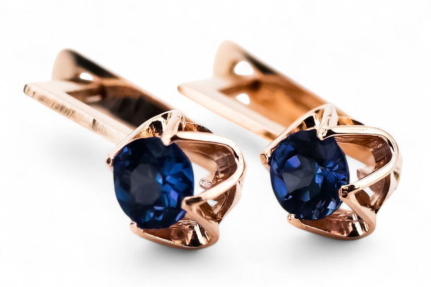 Sapphire Original Vintage 14K Rose Gold Earrings Vintage style vec005r vec005r-sp