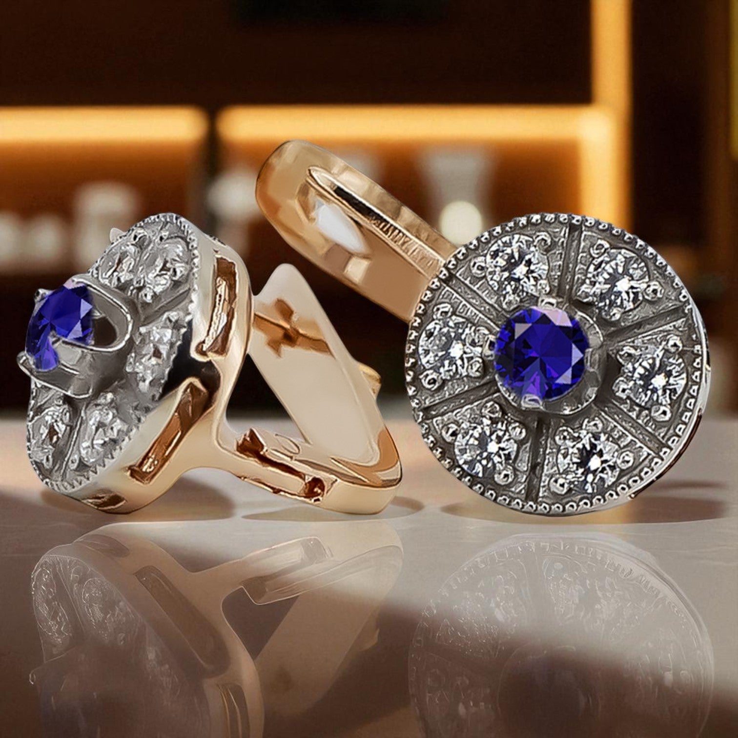 Vintage rose pink 14k 585 gold sapphire earrings vec161rw Vintage vec161rw-sp