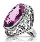 Silver 925 Soviet Russian style amethyst ring vrc184s Vintage