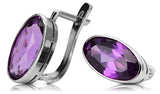 Vintage 925 Silver Amethyst earrings vec001s Russian Soviet style vec001s-am