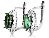 Vintage 925 Silver emerald earrings vec141s Russian Soviet style vec141s-em