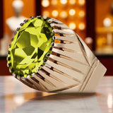 Rose pink 14k gold 585 Peridot ring vrc048 Vintage Russian Soviet style