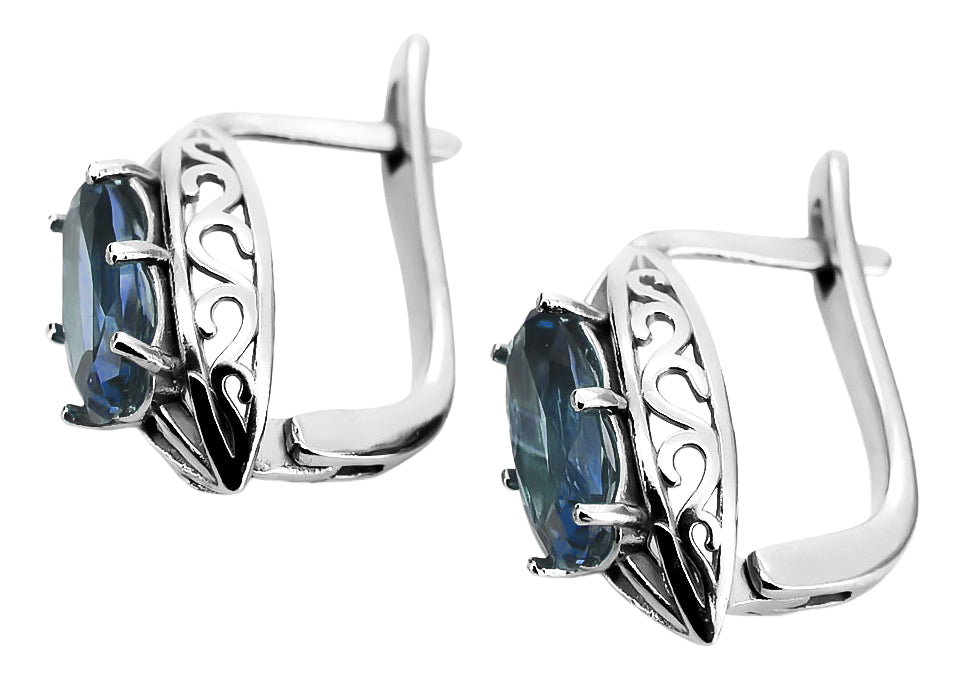 Vintage 925 Silver aquamarine earrings vec141s Russian Soviet style vec141s-aq