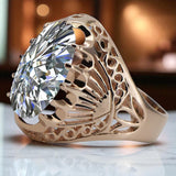 Vintage rose pink 14k gold 585 Zircon ring vrc020r Russian Soviet Vintage style vrc020r-zi