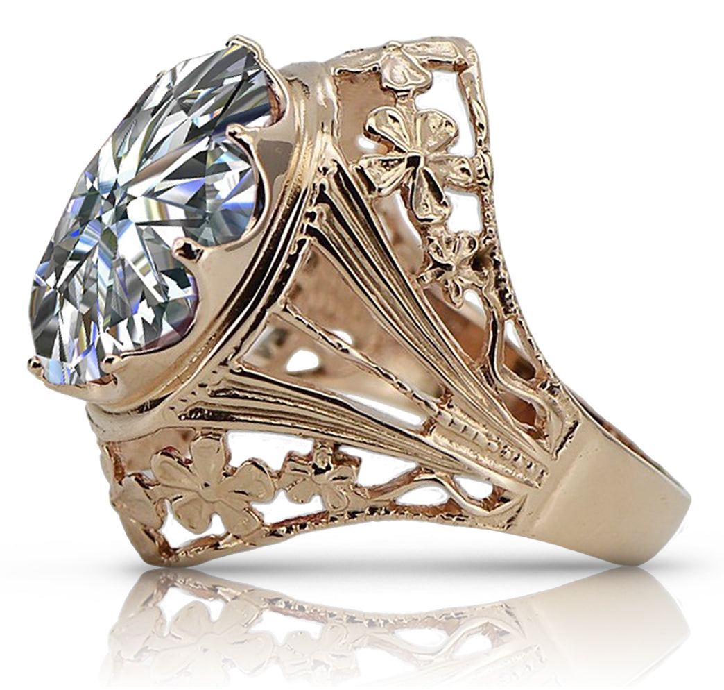 Vintage rose pink 14k gold 585 Zircon ring vrc031 Vintage