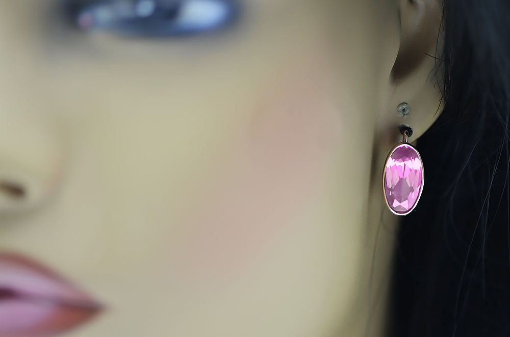 Rose pink 14k 585 gold amethyst earrings vec001 Russian Soviet Vintage style vec001r-am