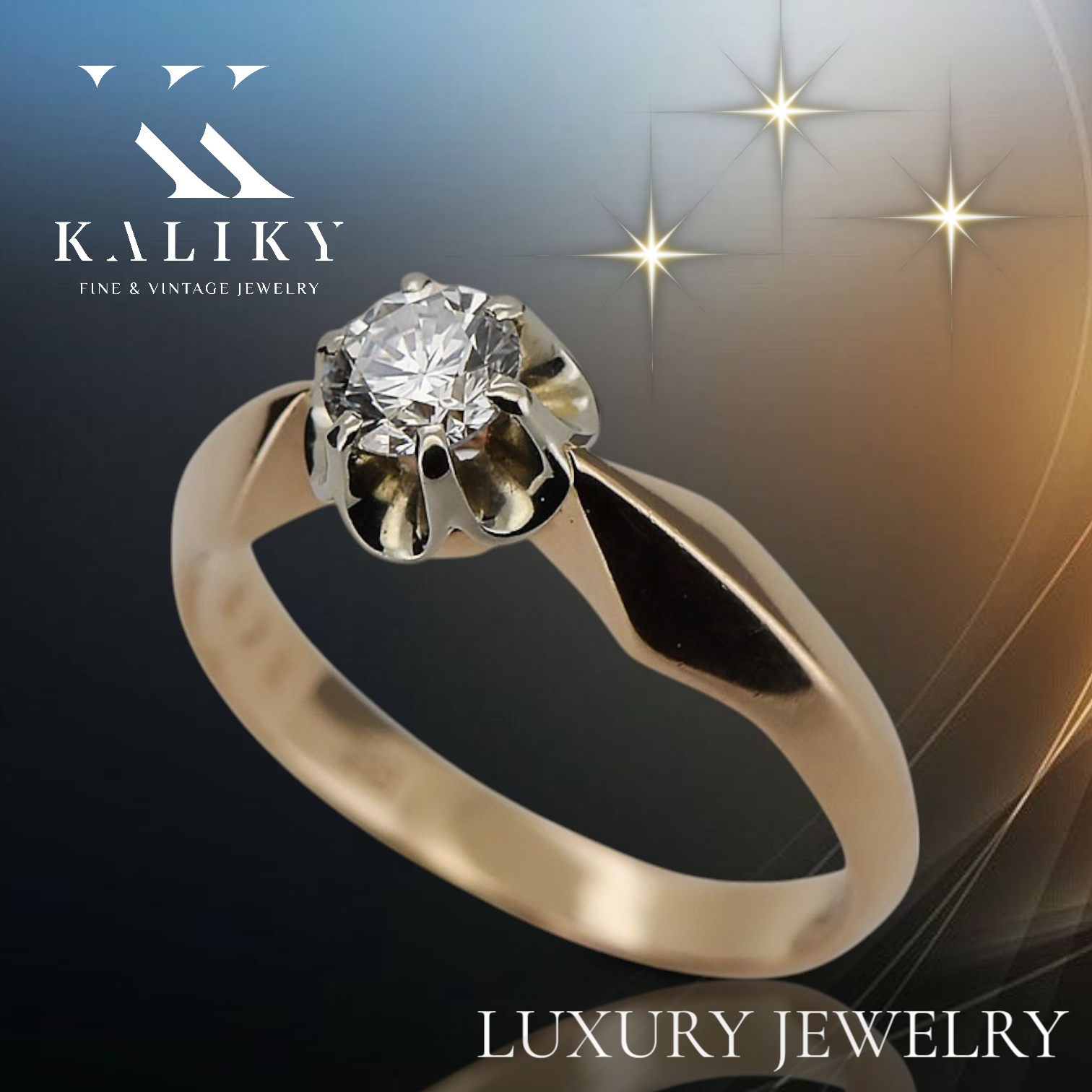 Vintage Ring Zircon Original Vintage 14K Rose Gold vrc321