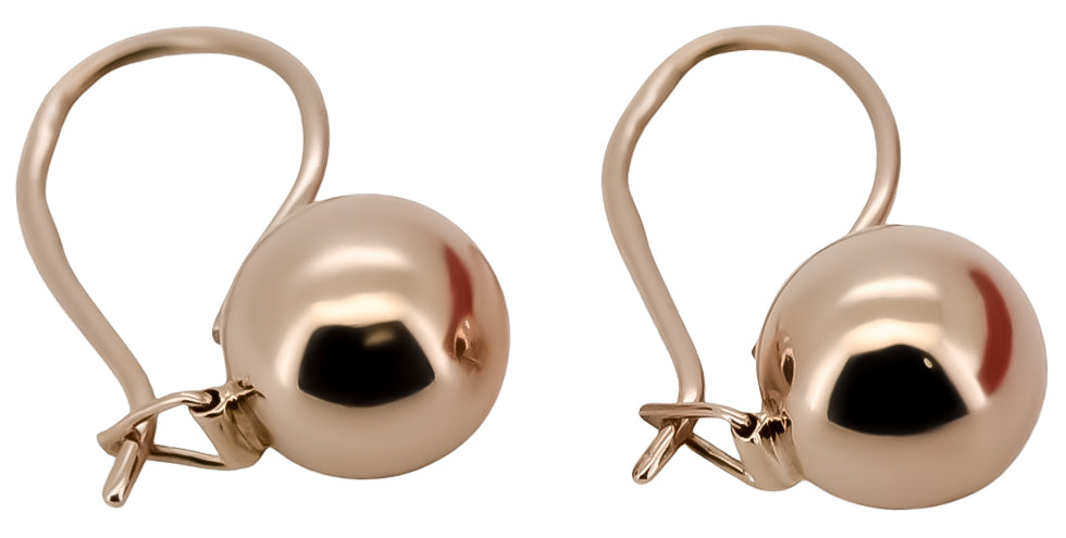 Vintage rose pink 14k 585 gold Vintage ball earrings ven007