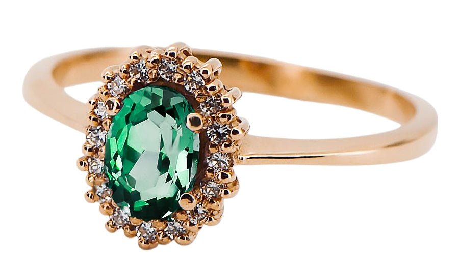 Vintage craft Ring Emerald Original Vintage 14K Rose Gold crc009r crc009r-em