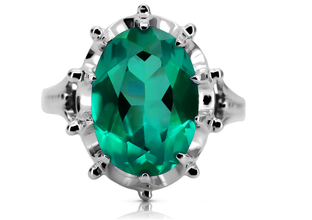 Silver 925 Emerald ring vrc079s Vintage vrc079s-em
