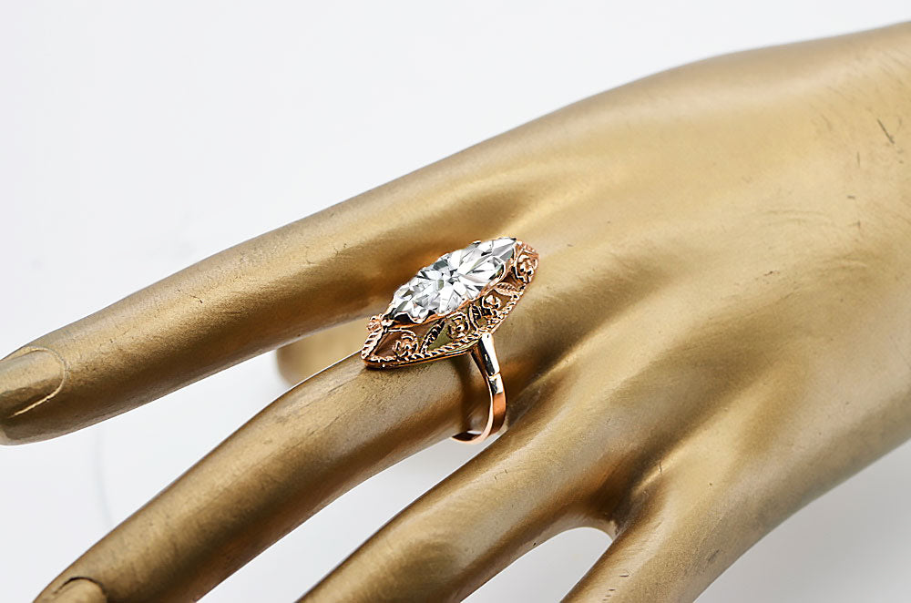 Ring Vintage Jewlery Zircon Original Vintage 14K Rose Gold vrc005r vrc005r-zi