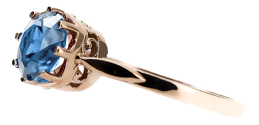 Ring Vintage Jewlery Aquamarine Original Vintage 14K Rose Gold vrc366r vrc366r-aq