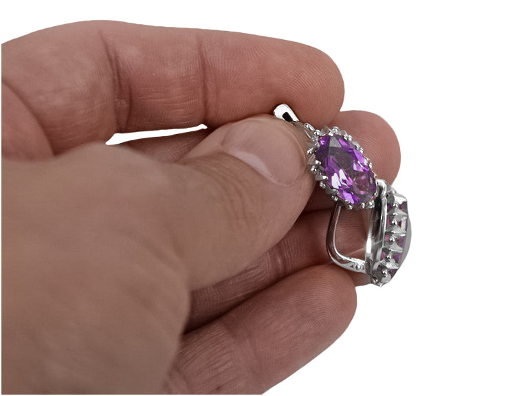 Silver 925 Vintage amethyst earrings vec174s vec174s-am