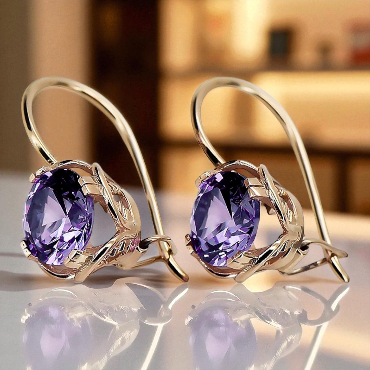 Alexandrite Original Vintage 14K Rose Gold Earrings Vintage vec029r