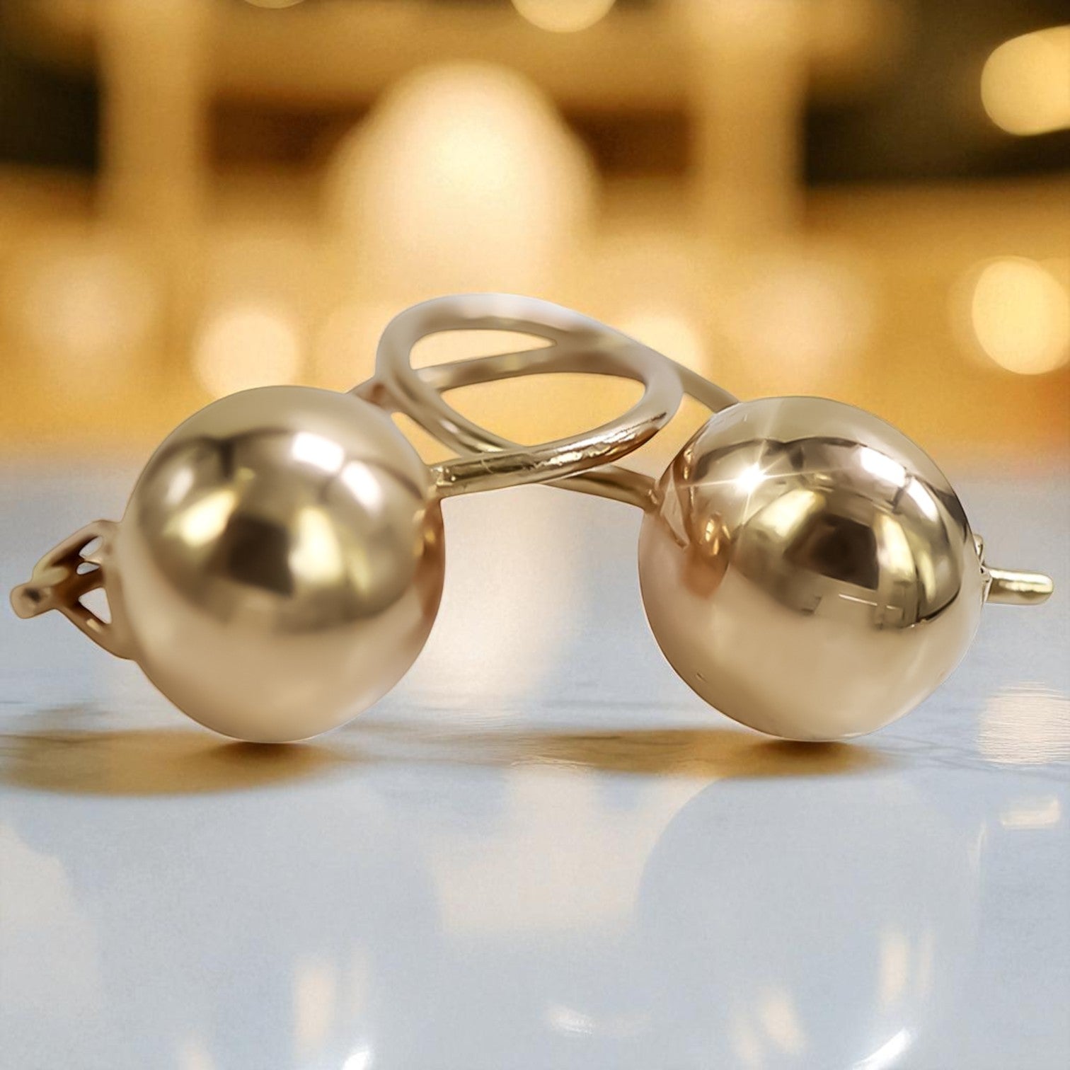 Vintage rose pink 14k 585 gold Vintage ball earrings ven178