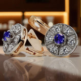 Vintage rose pink 14k 585 gold sapphire earrings vec161rw Vintage
