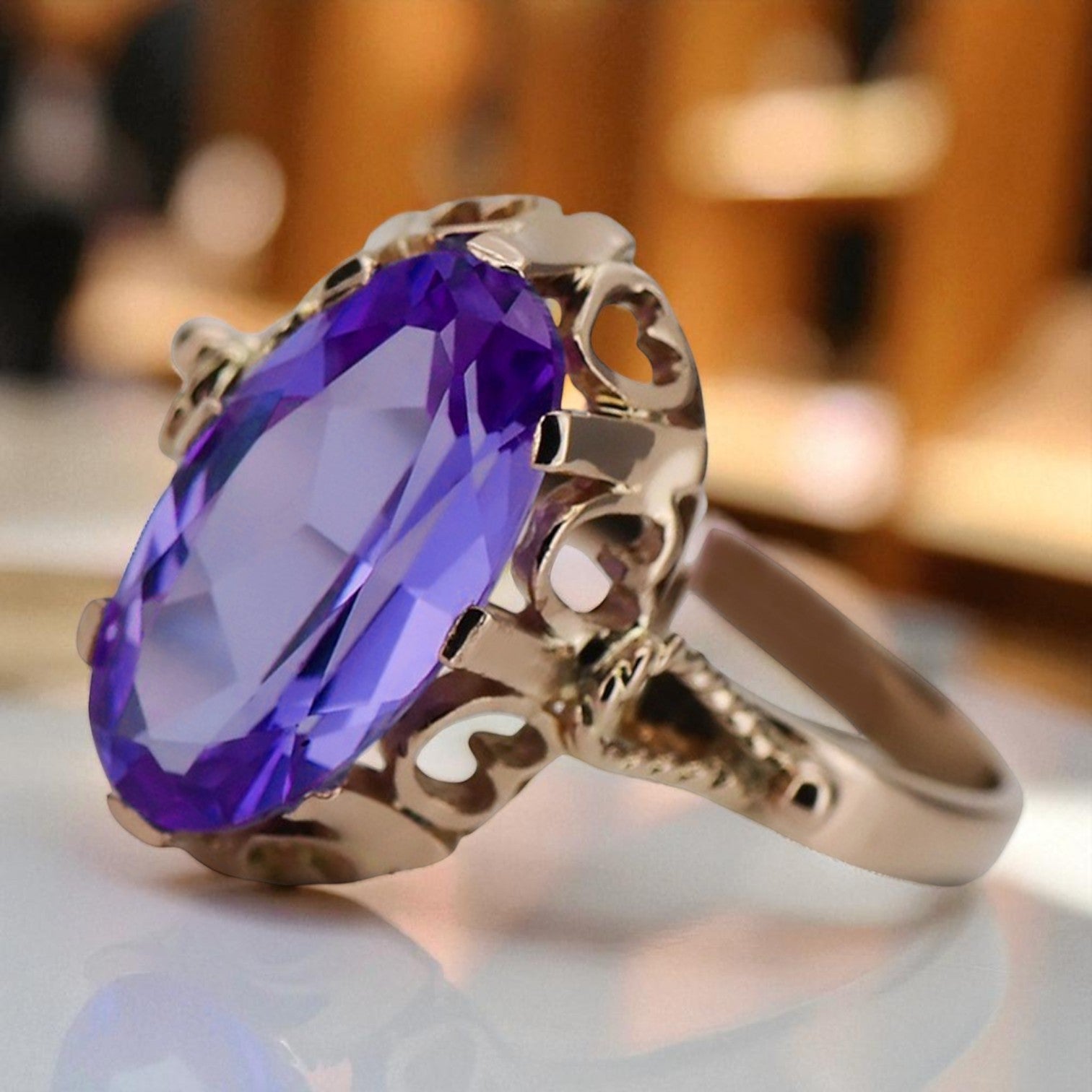 Vintage rose pink 14k gold 585 Alexandrite ring vrc134 Vintage