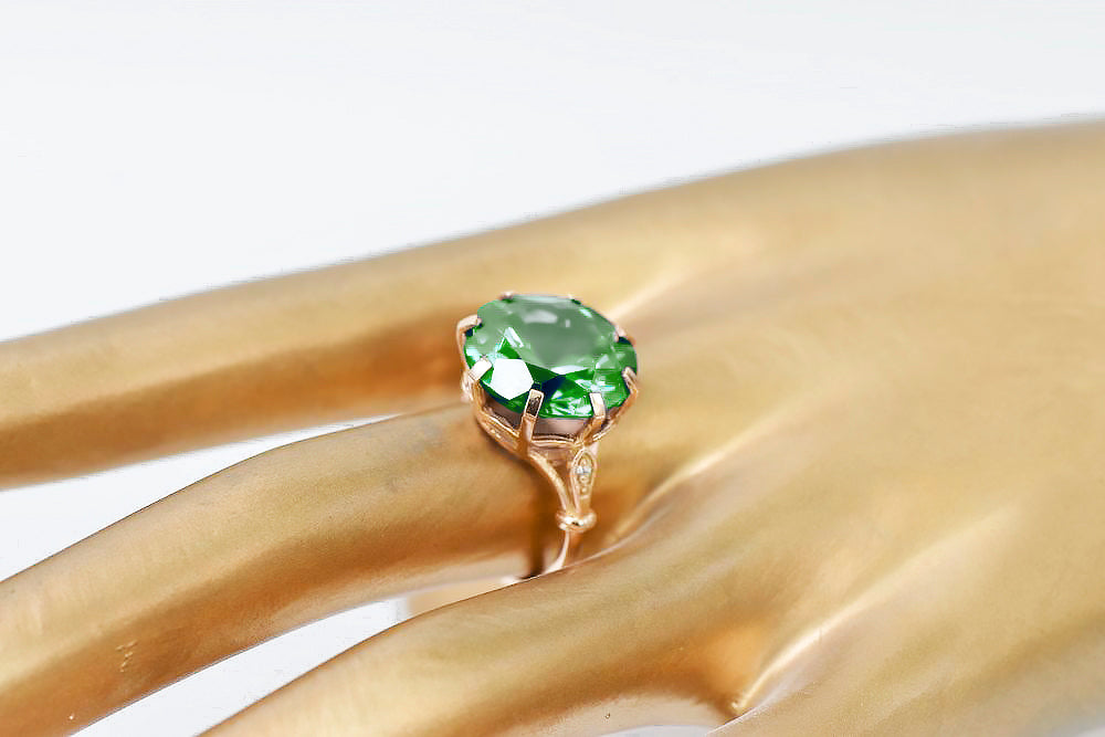 Emerald Original Vintage 14K Rose Gold Ring Vintage craft vrc073r vrc073r-em