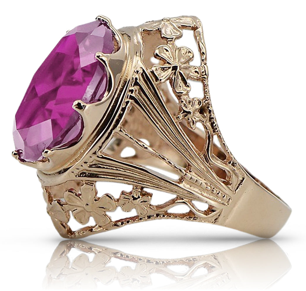 Vintage rose pink 14k gold 585 Amethyst ring vrc031 Vintage