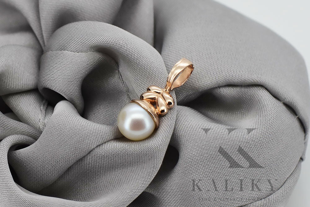 Vintage rose 14k 585 gold pearl pendant vppr005