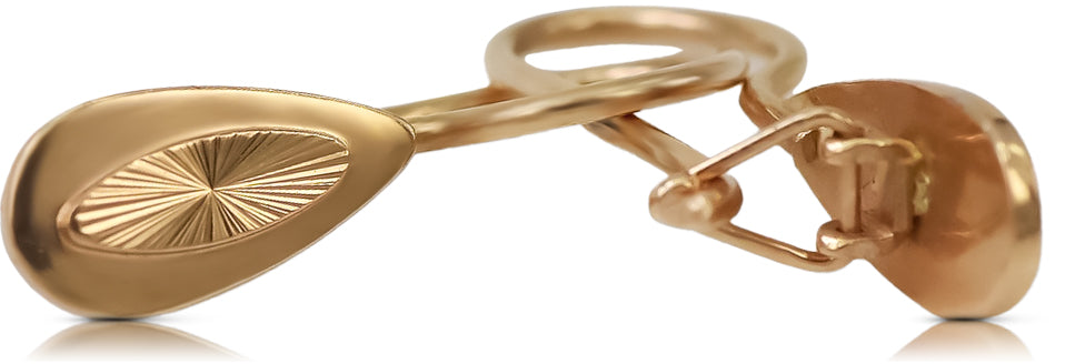 Vintage rose pink 14k 585 gold Vintage leaf earrings ven138