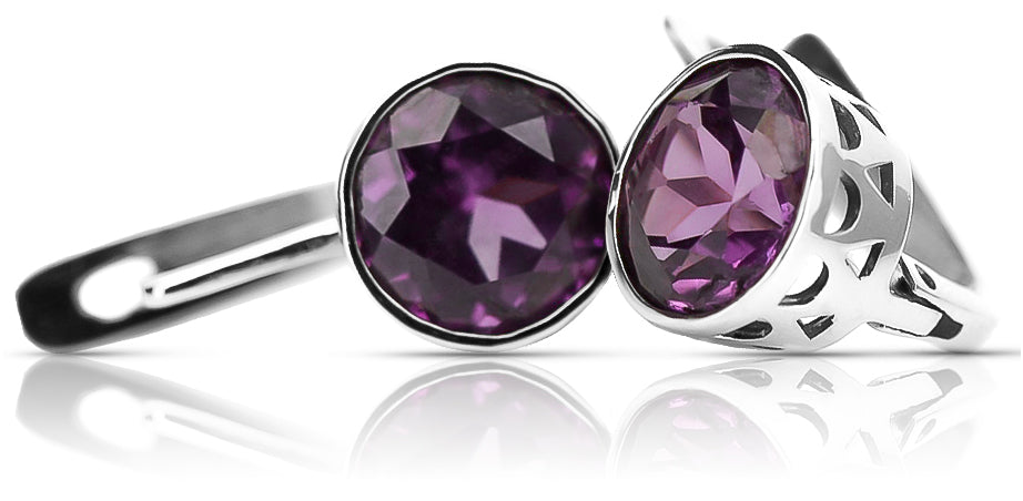 Vintage 925 Silver Amethyst earrings vec107s vec107s-am