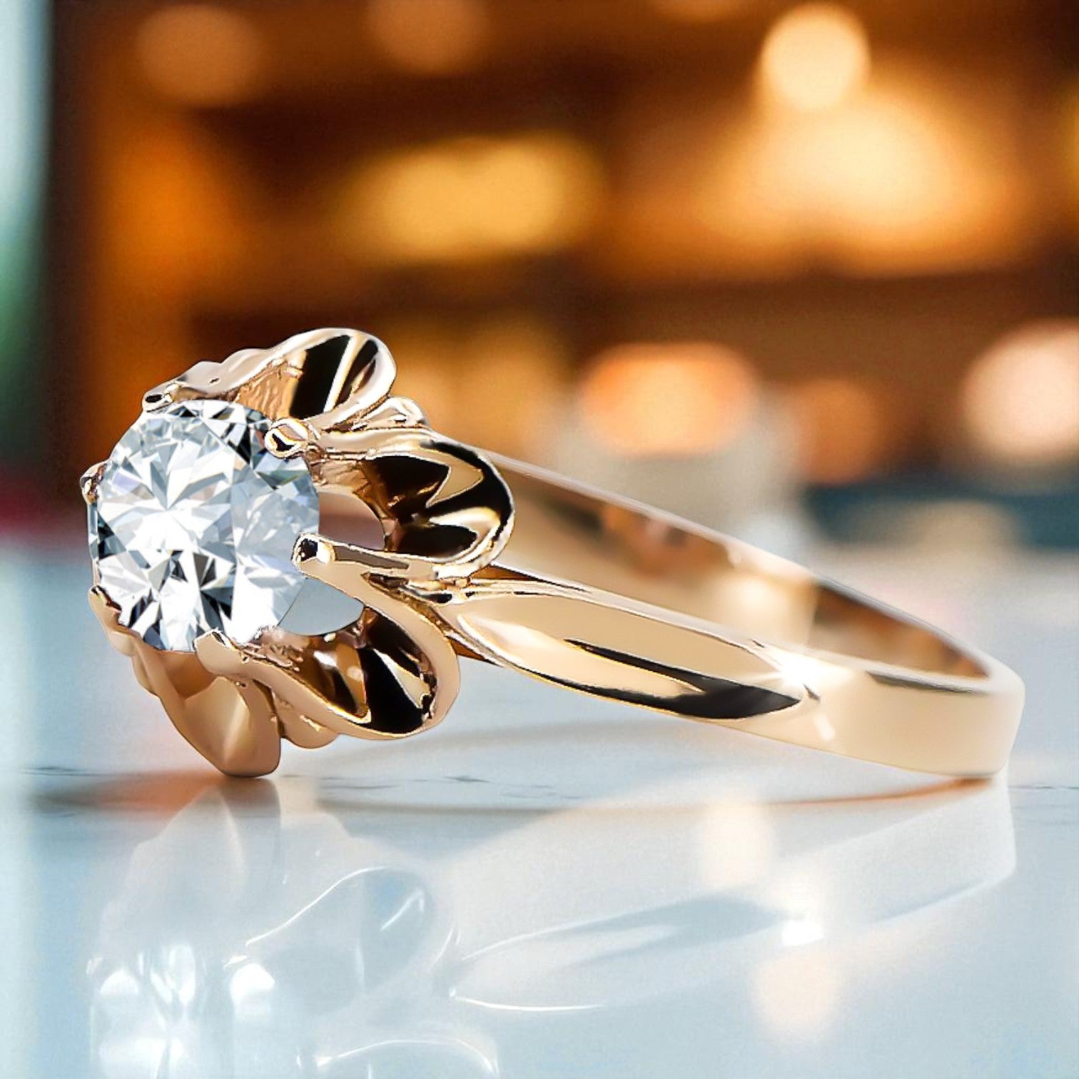 Original Vintage 14K Rose Gold Zircon Ring Vintage Jewlery vrc004r