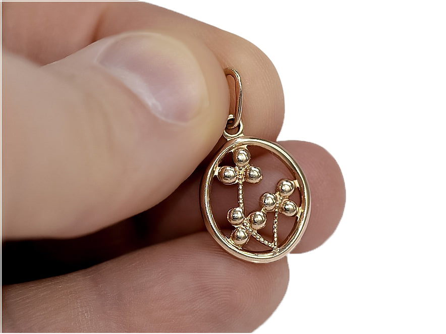 Vintage rose pink 14k 585 gold Vintage leaf pendant vpn064