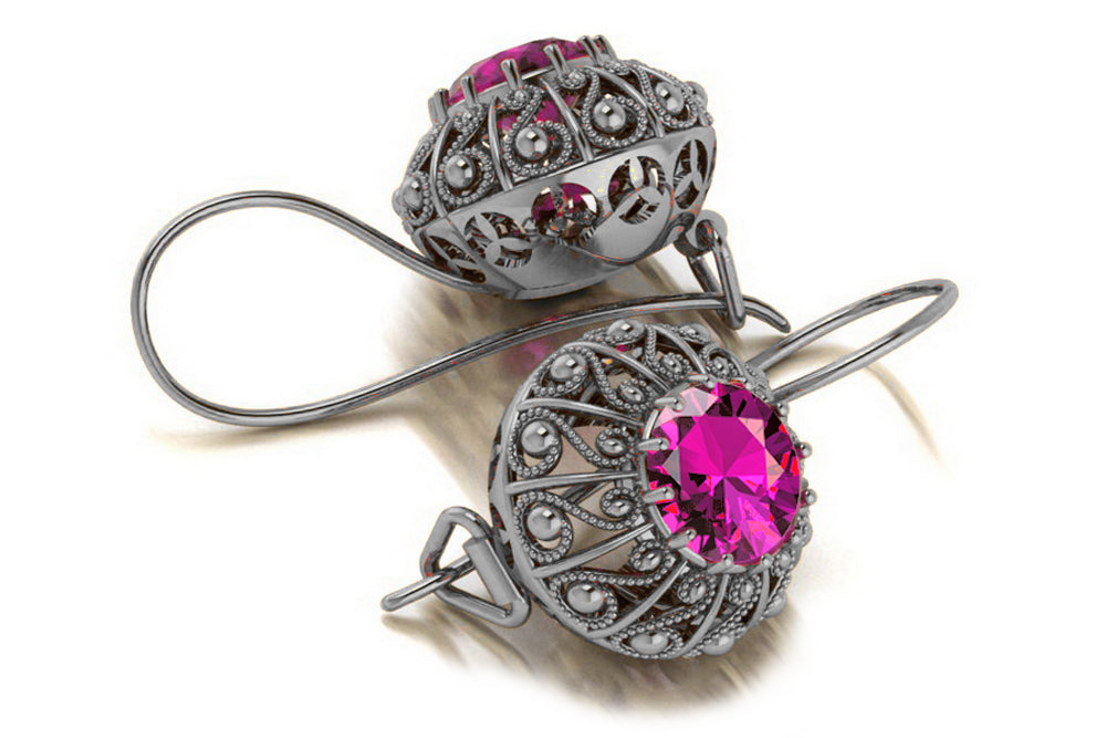 925 Silver Amethyst earrings vec002s Russian Soviet style vec002s-am