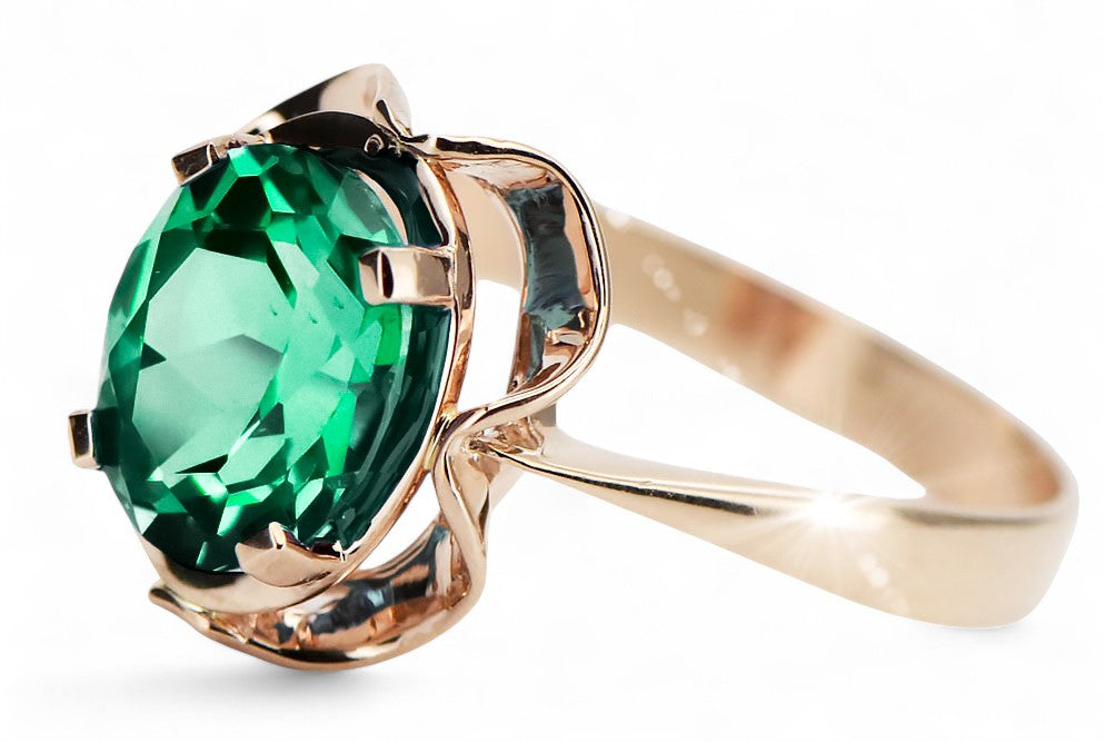 Original Vintage 14K Rose Gold Emerald Ring Vintage vrc206r vrc206r-em