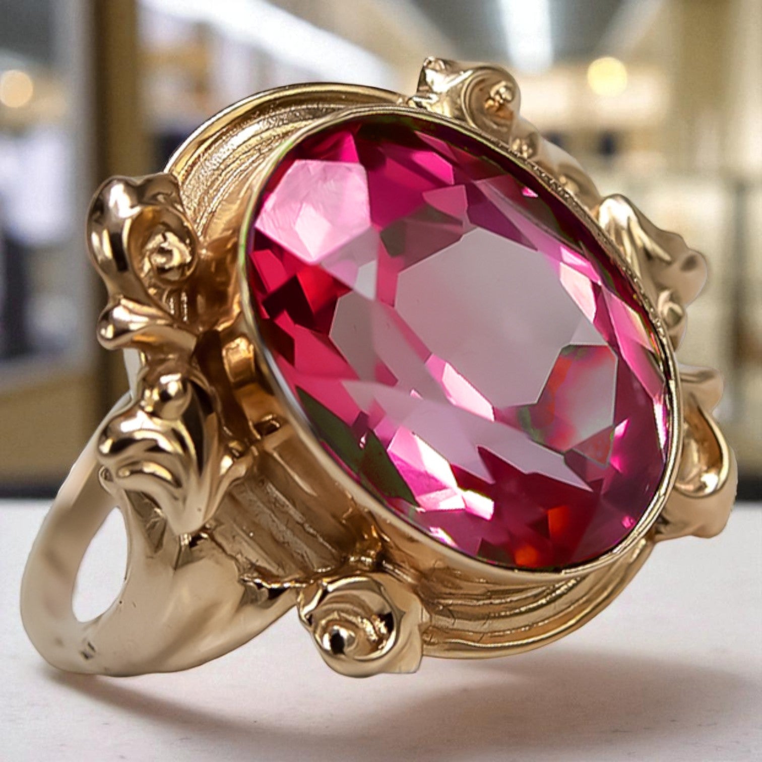 Ring Vintage Jewlery Ruby Original Vintage 14K Rose Gold vrc100r vrc100r-rb