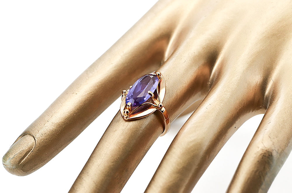 Original Vintage 14K Rose Gold Alexandrite Ring Vintage Jewlery vrc047r