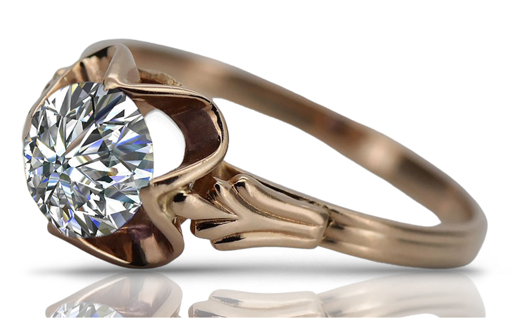 Vintage rose pink 14k gold 585 Cubic Zircon ring vrc023 Vintage