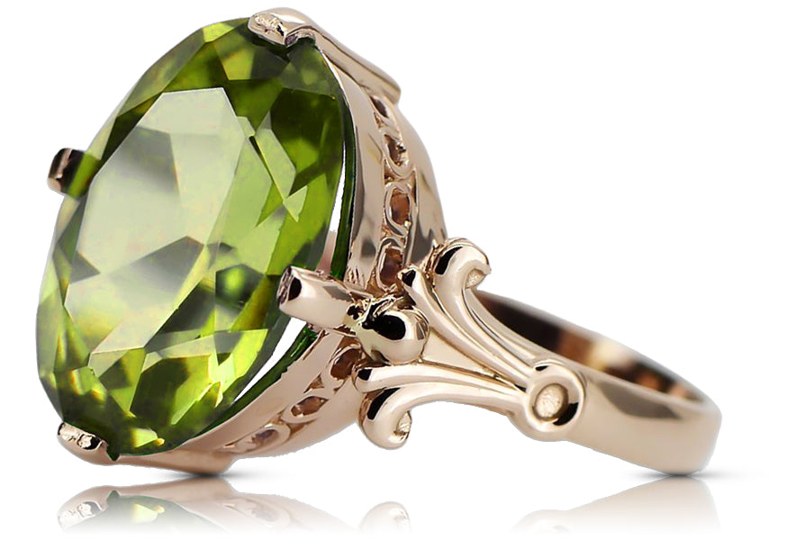 Ring Yellow Peridot Original Vintage 14K Rose Gold Vintage style vrc369r vrc369r-yp